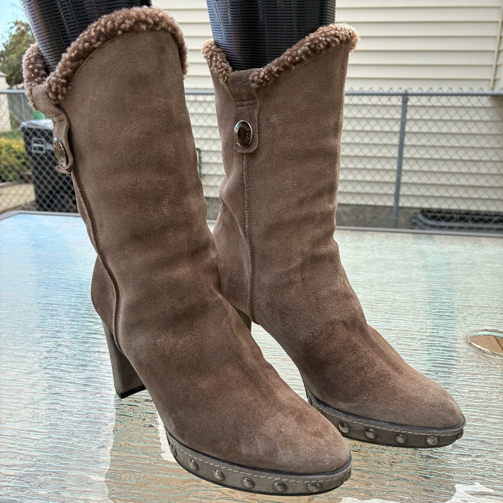 Stuart Weitzman Brown Suede Women's Lined Heeled Boots